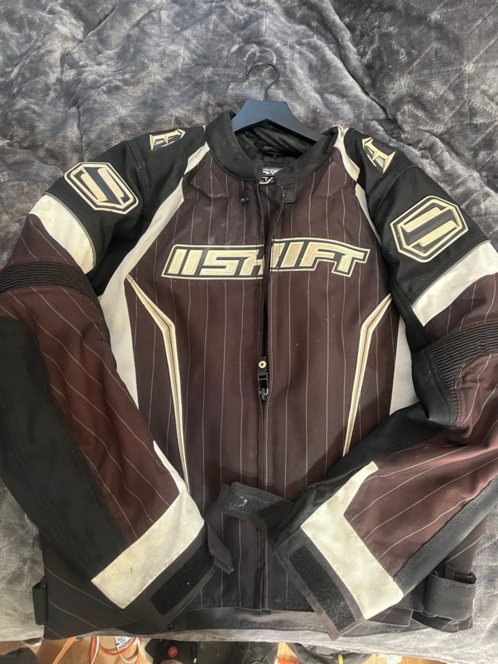 SHIFT Black Performance Motorcycle Jacket with Cream Accents
